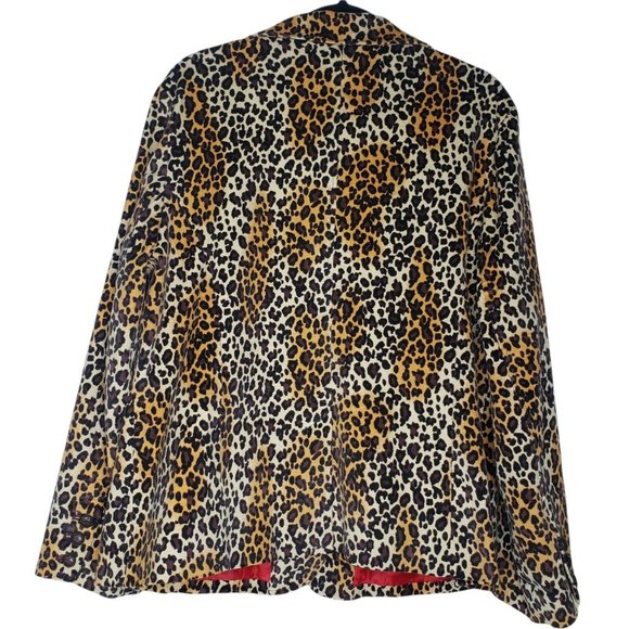 Larry Levine Stretch Plus size Blazer Size 18W Corduroy Cheetah Red Lined - Picture 4 of 5
